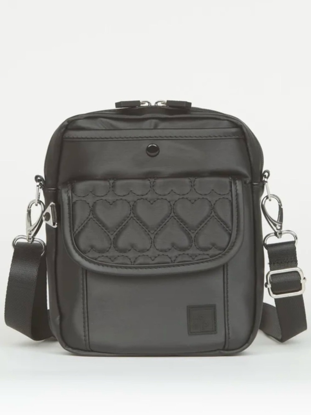 IHKWIP THE MORE LOVE HEART QUILTED CROSSBODY - METALLIC BLACK